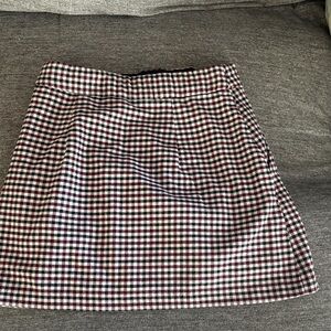 Abercrombie & Fitch Gingham Mini Skirt in Black, White & Burgundy